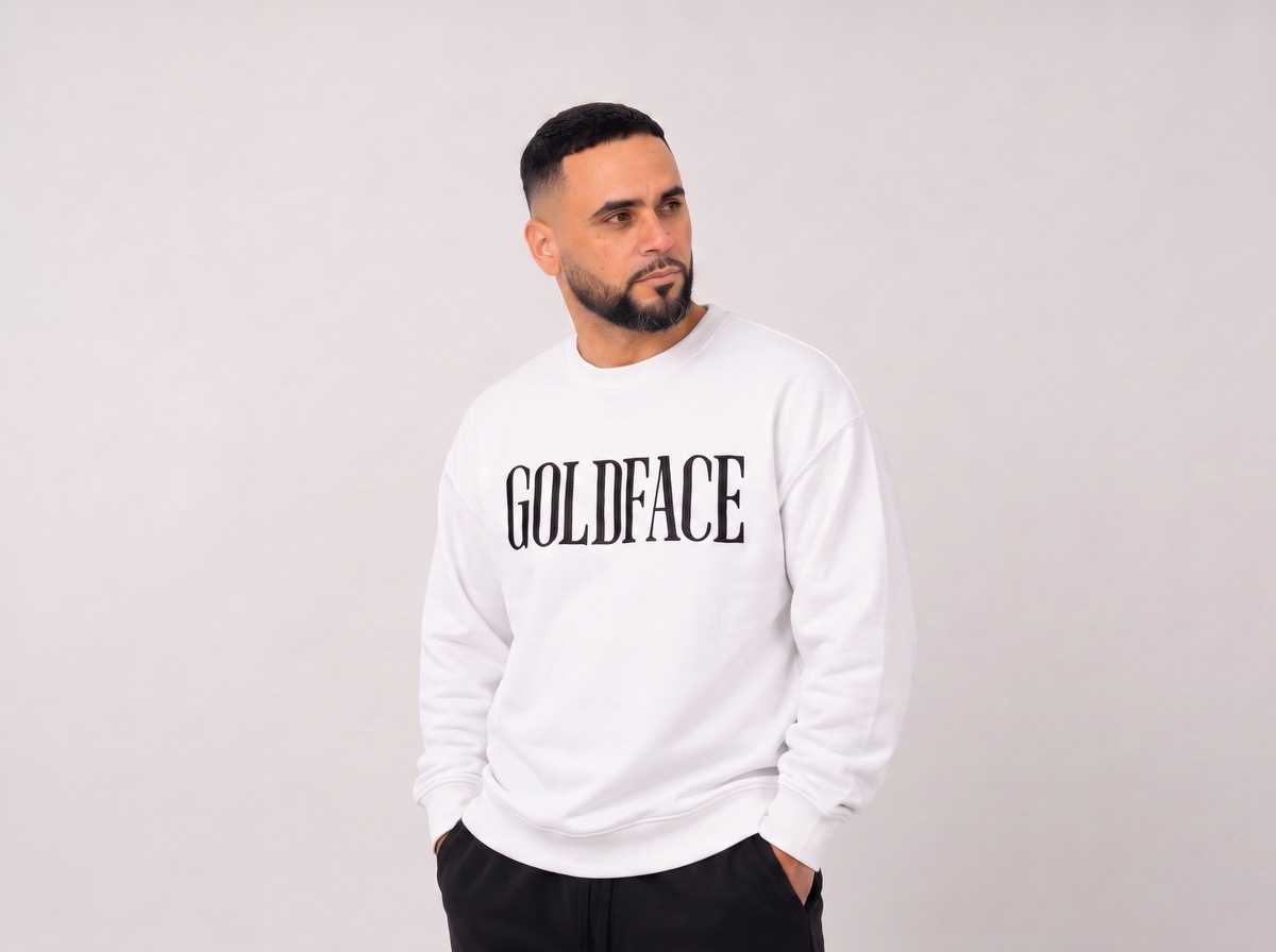 White — GOLDFACE Print sweatshirt
